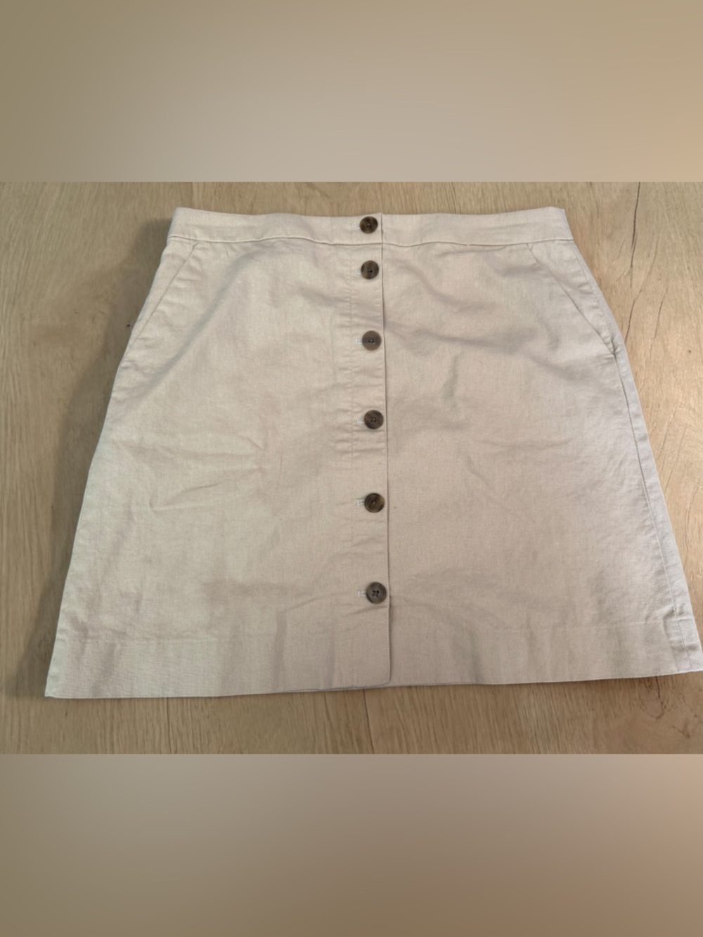 J. Crew Cream Button-Front Mini Skirt